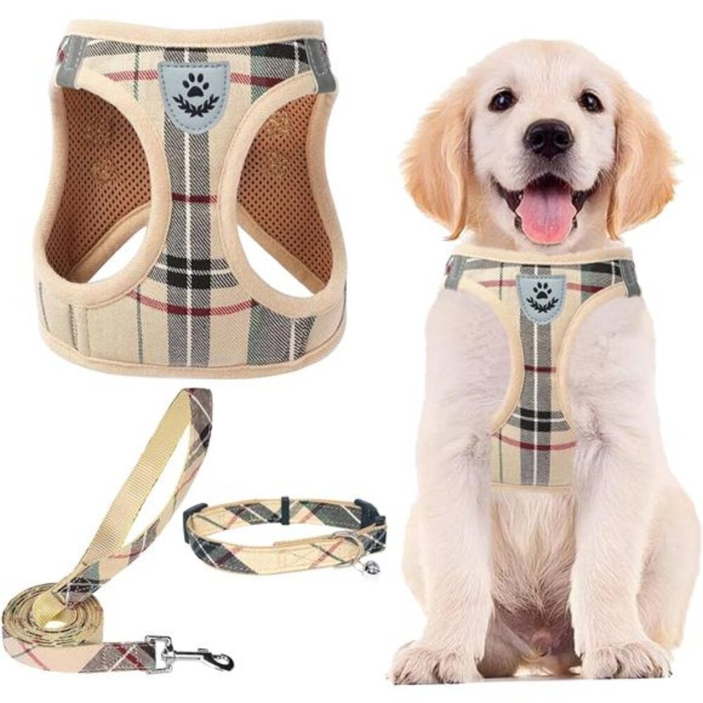 Adjustable Dog Harness Collar and Leash Set Step in No Pull Pet Harness